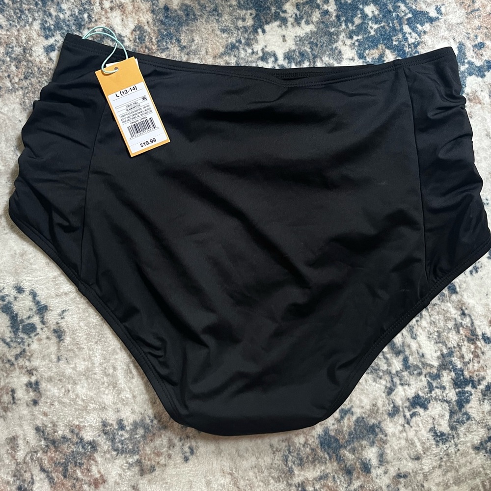 NEW with Tags Kona Sol Black High-Rise Swim Brief Women’s Size 12-14